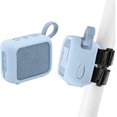 TXEsign Silicone Case for JBL Go 4, Go 4 Protective Cover, Travel Carrying Pouch w Anti-Dust Charging Cover Speaker Mount Strap (Blue)