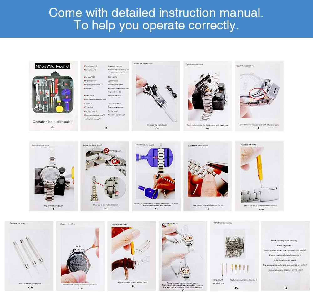 Vastar Watch Repair Kit Professional Spring Bar Tool Set, Watch Band Link Pin Tool Set with Carrying Case: Home Improvement