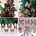 Feelmate 12 Pieces Christmas Tree Bows with Bells Mini Burlap Xmas Bowknot Christmas Ribbon Bows Mixed Foil Tie Ornaments Hanging Decorations