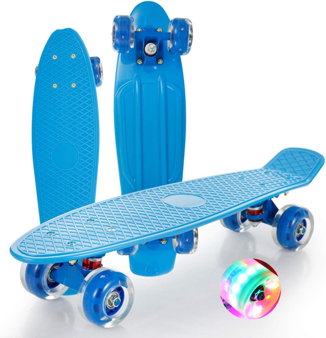 Dapang 22" Complete Skateboard with Colorful LED Light Up Wheels for Kids, Boys, Girls, Youths, Beginners,5