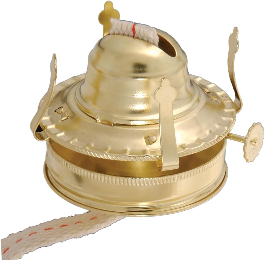 Oil Lamps & Accessories - B&P Lamp® #2 Kerosene Lamp Burner for Mason Jars and Fruit Jars to DIY Oil Lamp (Brass)