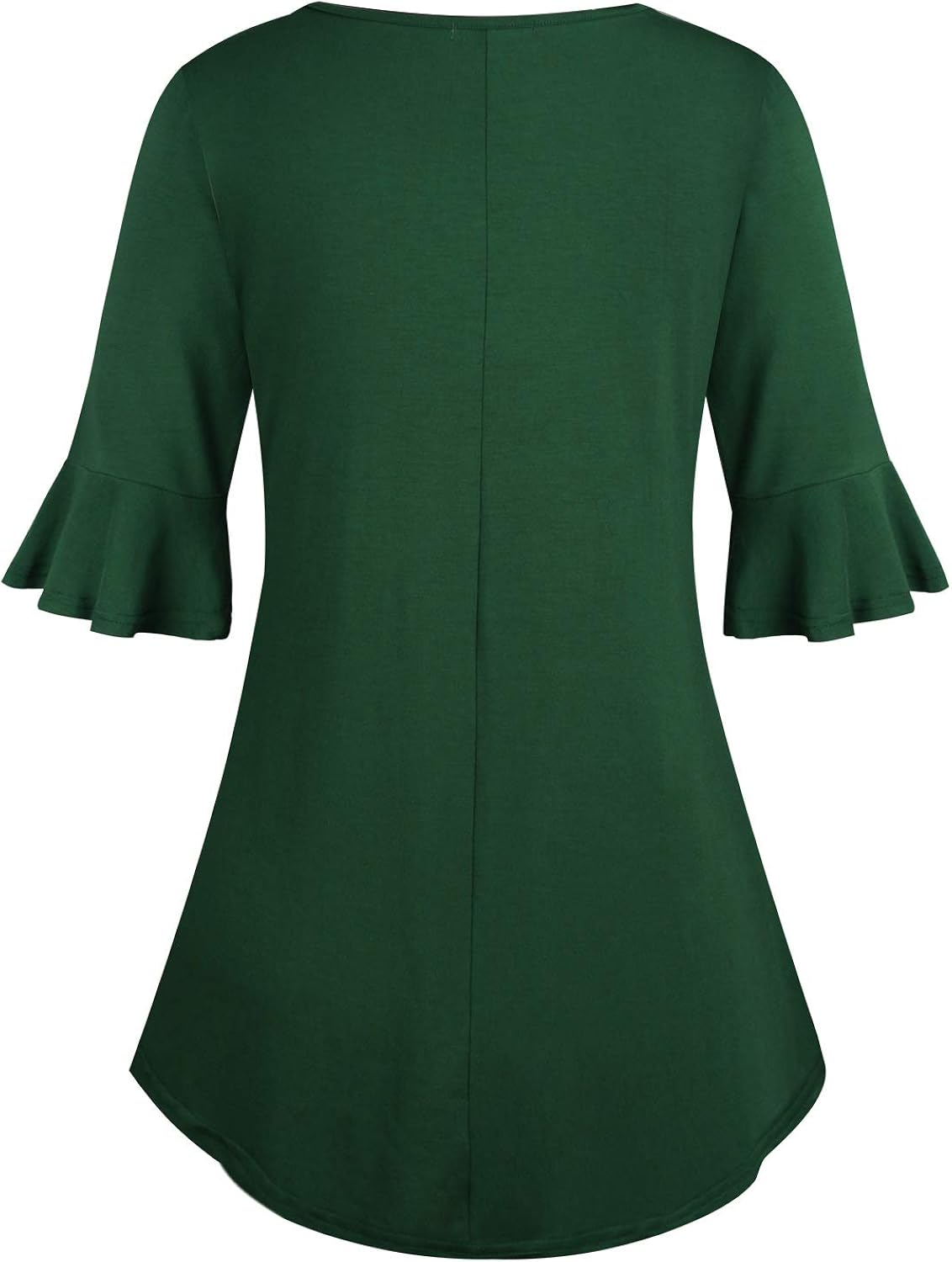 ZKHOECR Women's V Neck 3/4 Bell Sleeve Henley Pleated Casual Tunic Blouse Shirts: Clothing