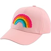 Julerwoo Girls Pink Cotton Baseball Caps Unicorn & Rainbow Printed Adjustable Sun Hats