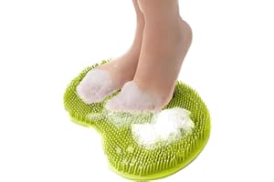 Eptchn SoleSpa – Hands-Free Silicone Foot Scrubber Mat with Suction Cups – Deep Cleaning Foot Brush & Back Massager Pad, Anti-Slip Foot Scrubber Mat for Shower Floor(Green)