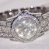 Gotd New Women Watches Rhinestone Ceramic Crystal Quartz Watches Lady Dress Watch Birthday Gifts (Silver)