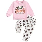 RSRZRCJ Toddler Baby Girl Football Outfit Long Sleeve Football Bow Print Sweatshirt Jogger Pants 2PCS Fall Clothes Set