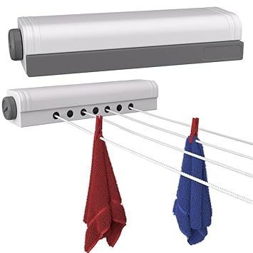 2x Wäscheleine ausziehbar automatische Wäscheleine 2x 14m Wandtrockner