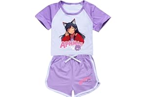 Cartoon Girls' Clothing Sets, Short Sleeve T-Shirt Tops + Shorts, Cute Anime Outfits, Princess Gifts