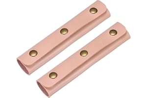 TIXIPEM Leather Handle Wrap [2PCS] - Handbag Handle Wrap Cover with 3 Metal Clasps Use for Suitcases & Bags & Shopping Totes & Wallets - [Peach Pink-5IN/13CM] Soft Purse Strap Pad