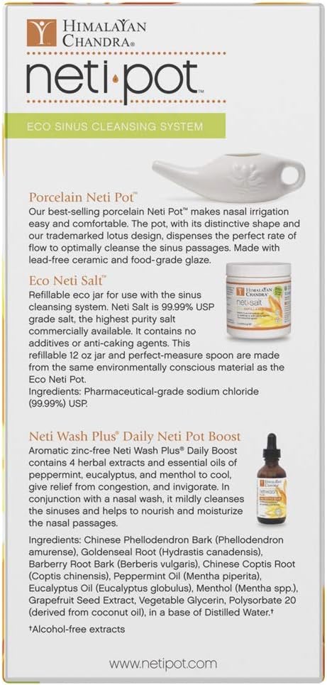 Himalayan Chandra ECO Neti Pot Complete Sinus Cleansing System Starter Kit: Health & Personal Care