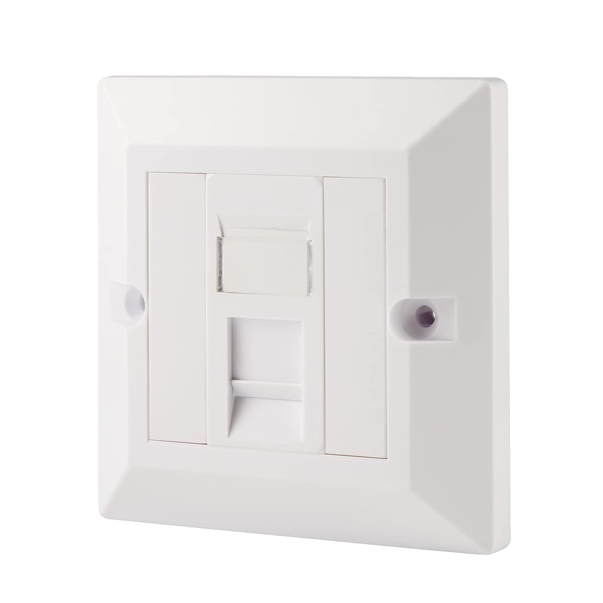 rhinocables CAT5e Ethernet Faceplate | Double 2 & Quad 4 RJ45 Gang Wall Sockets | Simple CAT 5 Setup for Printers, VoIP, Phones & More | Network Expansion for Home or Business (1 Port,Pack of 1)