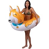 Giant Corgi Pool Float, Large Inflatable Animal Ride-in, Novelty Pool Party Lounger for Outdoor Summer Fun