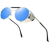 ANDOILT Steampunk Style Round Sunglasses for Men Women Vintage Retro Eyewear Matel Frame UV400 Protection