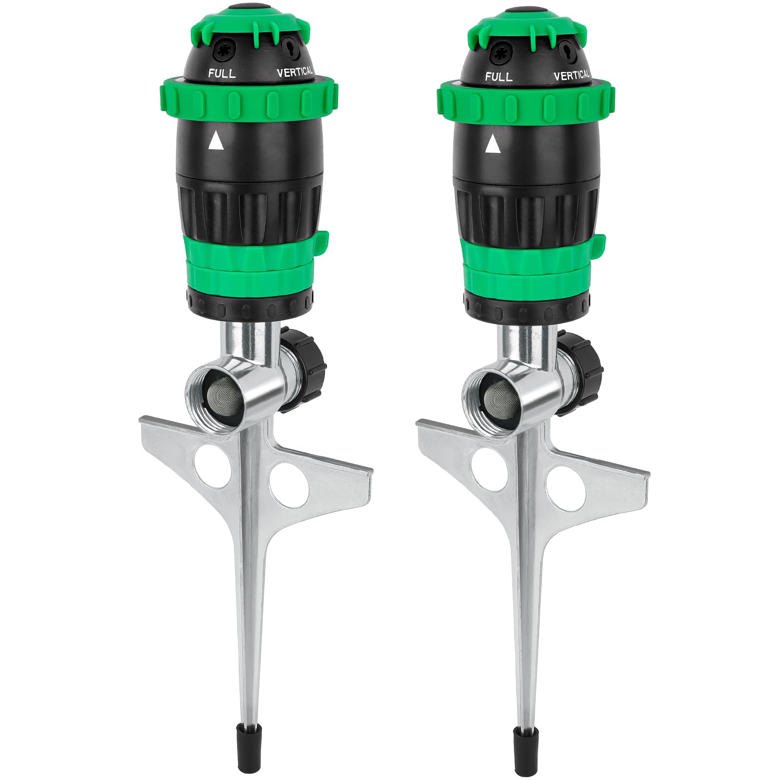 Photo 1 of [2 Pack] RESTMO Gear Drive Sprinkler with Metal Spike Base, 5-Pattern Heavy Duty Gardening Watering System, Multi-Adjustable Lawn Sprinkle for Garden Plant, Flower Bed and Large Yard Area, Green