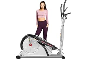 FUNMILY Elliptical Machine, Eliptical Cross Trainer with Pulse Rate Grips LCD Monitor Eliptical for Home Office Use, 350lb Weight Capacity