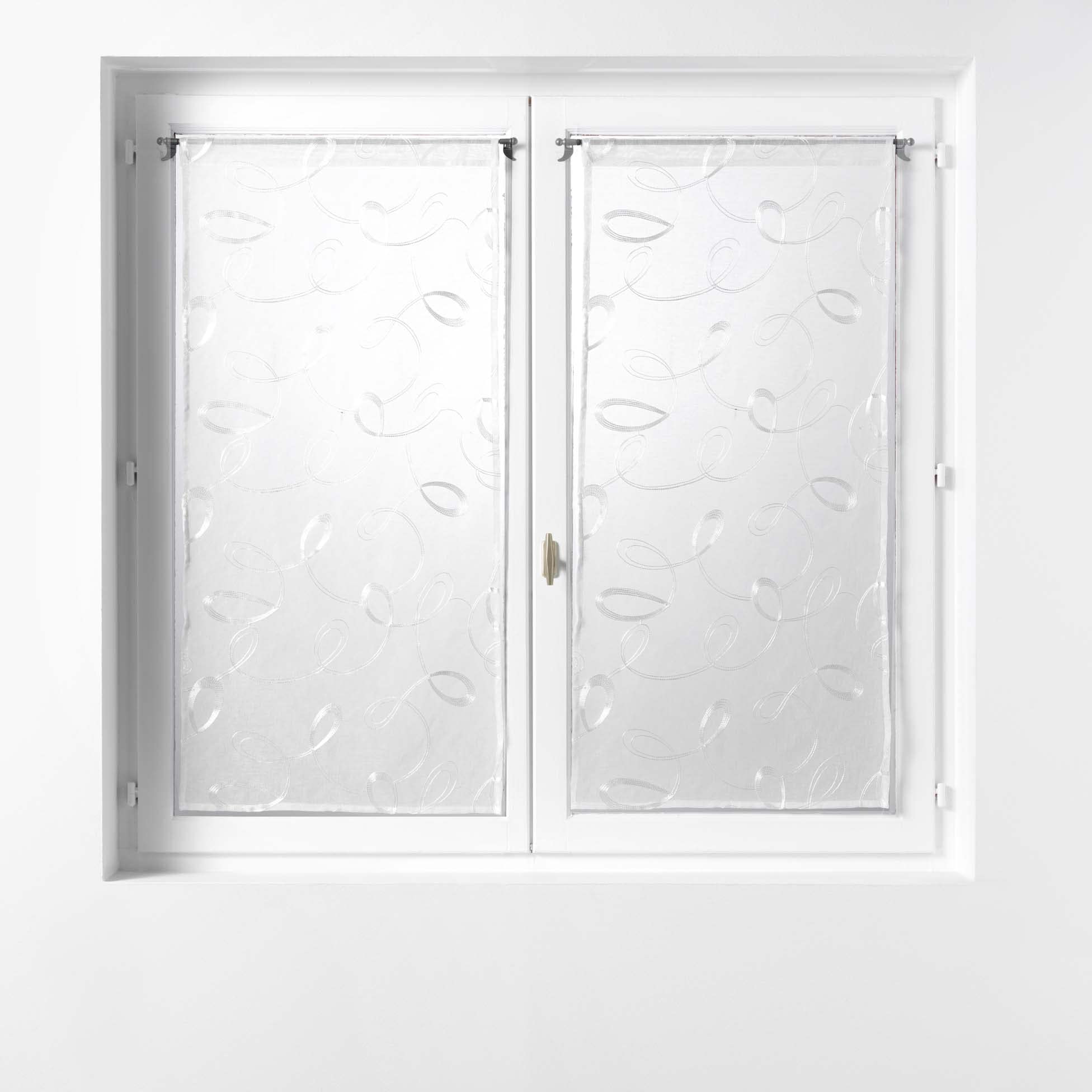 Douceur d'Intérieur, 2 x 60 x 90 cm White Veil Embroidered Curtain Pole