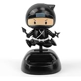 YGMONER Solar Powered Ninja Bobblehead Car Dashboard Ornaments | Eco-Friendly, Vibrant Car Decor Accessories, For Office &amp; Vehicle