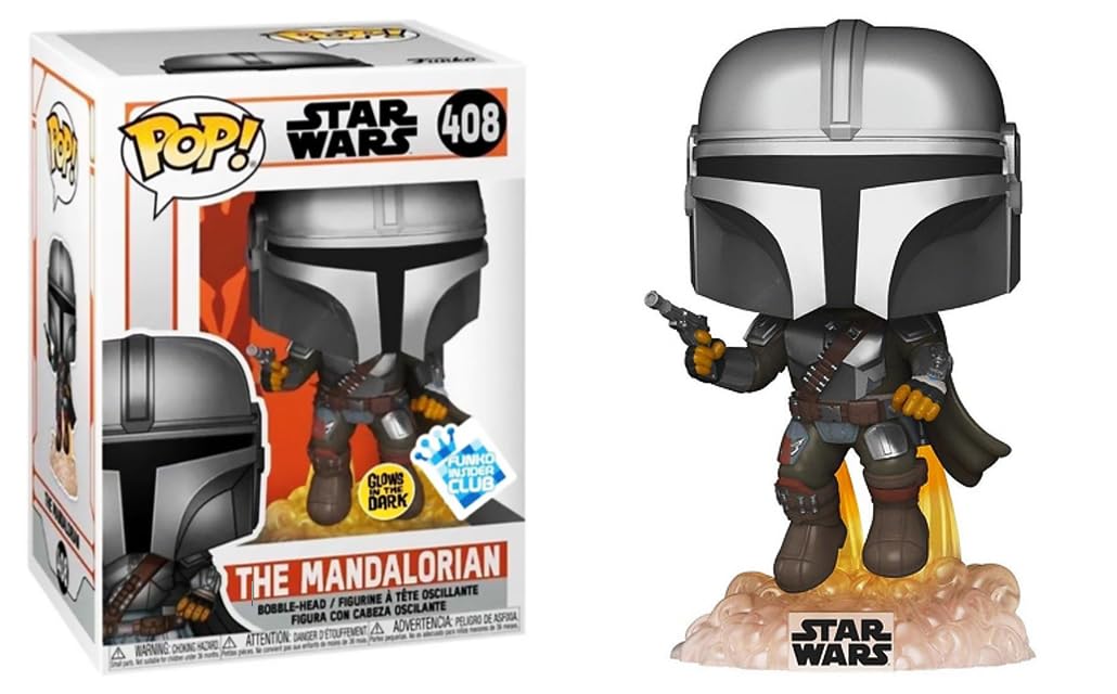 Funko 53878 Pop! Star Wars: The Mandalorian – The Mandalorian (Flying Glow in the Dark Special Edition) #408