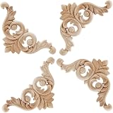 4 Pcs Wood Carving Decal Corner Applique Unpainted Door Cabinet Window Home view 5