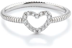 Precious Pieces Sterling Silver or 14K Gold Plated CZ Heart Baby Ring with Rope Band for Toddlers, Little Girls, Stackable or Pinky Ring for Teens and Women