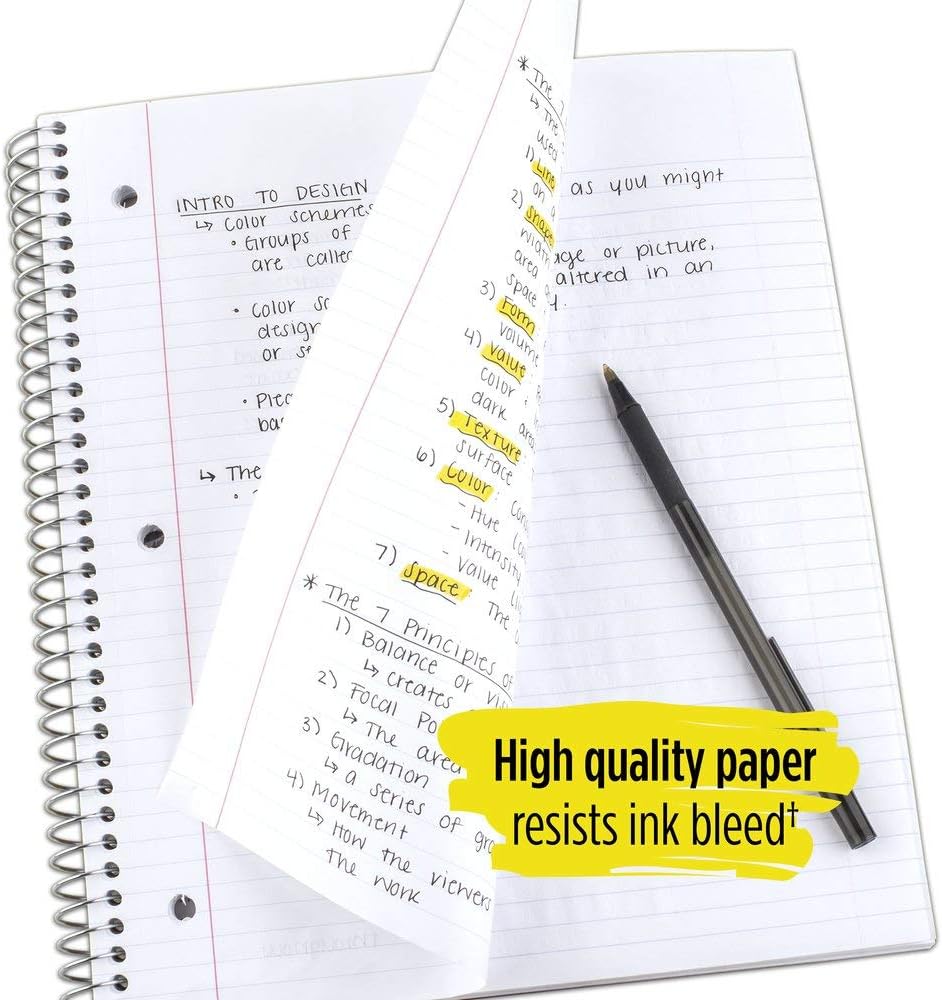 Five Star Spiral College Ruled Notebook, 5 Subject, Wired Note Book with Pockets, 200 Lined Sheets, Writing Journal, Home School Supplies for College Students or K-12, 11" x 8-1/2", Black (72081) : Office Products
