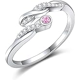 RIVIKO Infinity Symbol Birthstone Open Ring for Women Adjustable 925 Sterling Silver Rings Comfort Fit Size 6-9 Women Birthday Anniversary Valentine's Christmas Jewelry Gift for Wife Mother Girlfriend Her