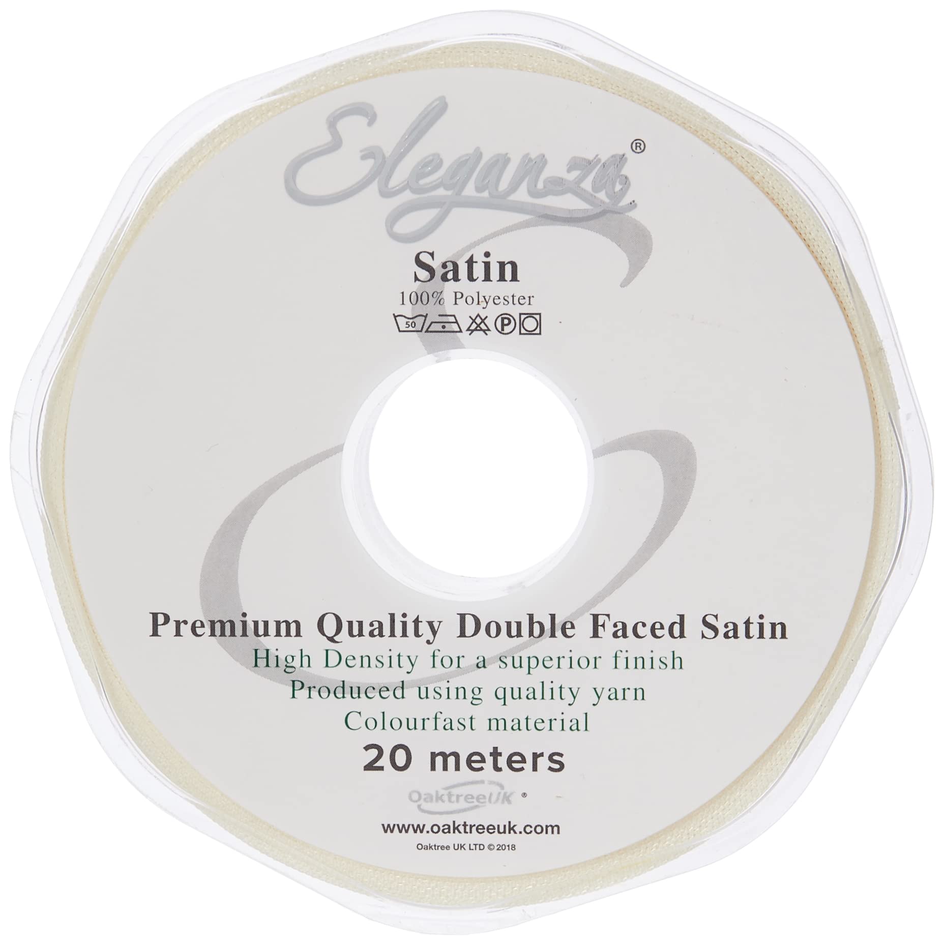 ELEGANZA Double Faced Satin 15mm x 20m Ivory No.61