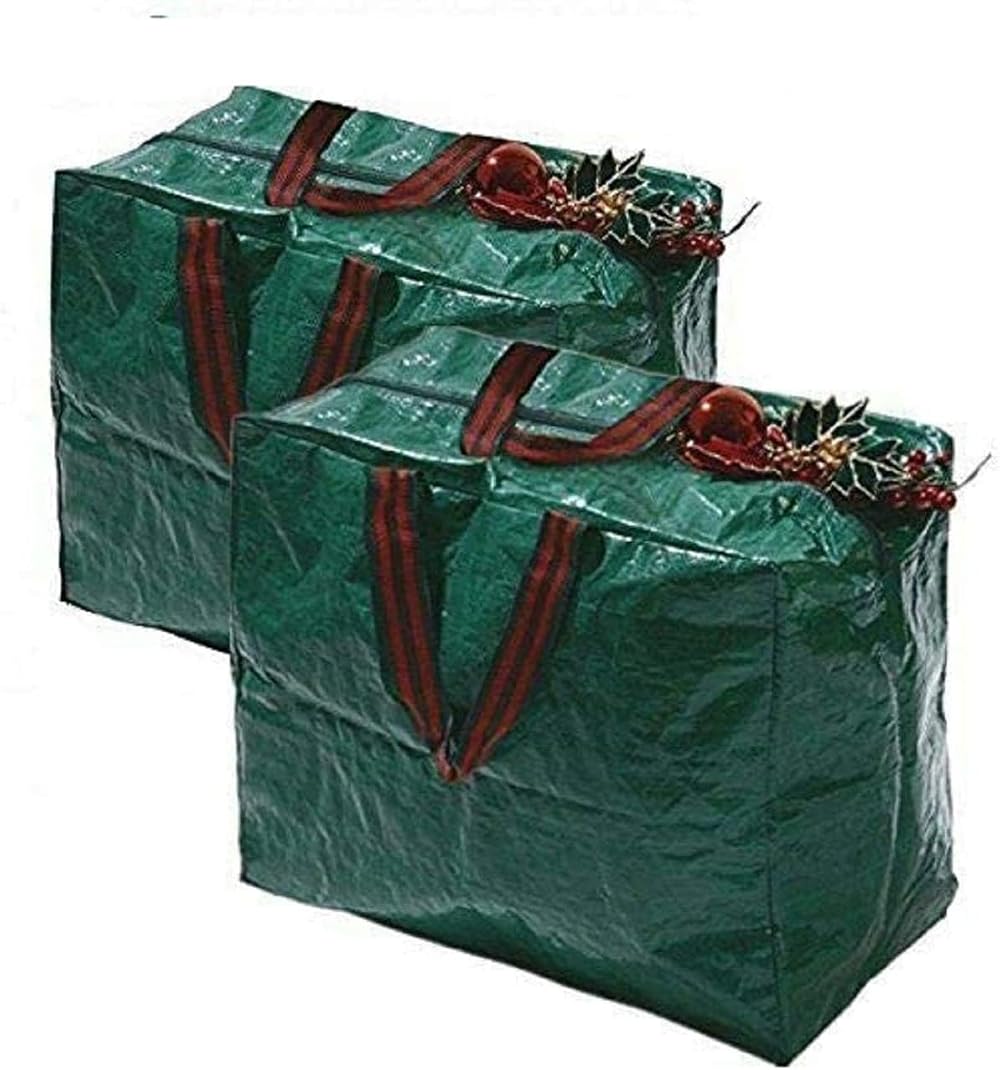 RAM ONLINE 2 Large Christmas Decoration Storage Bags Zipped 48x40x42cm