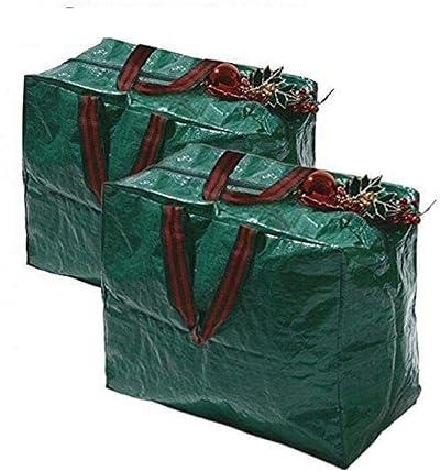 RAM ONLINE 2 Large Christmas Decoration Storage Bags Zipped 48x40x42cm