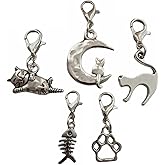 5pcs/set Cartoon Cat Jewelry, Cat Paw Clip on Charm, Pet Zipper Pull Bag Charm, Stitch Marker