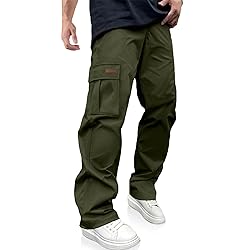 PLEPAN Men's Casual Cargo Pants Drawstring Hiking