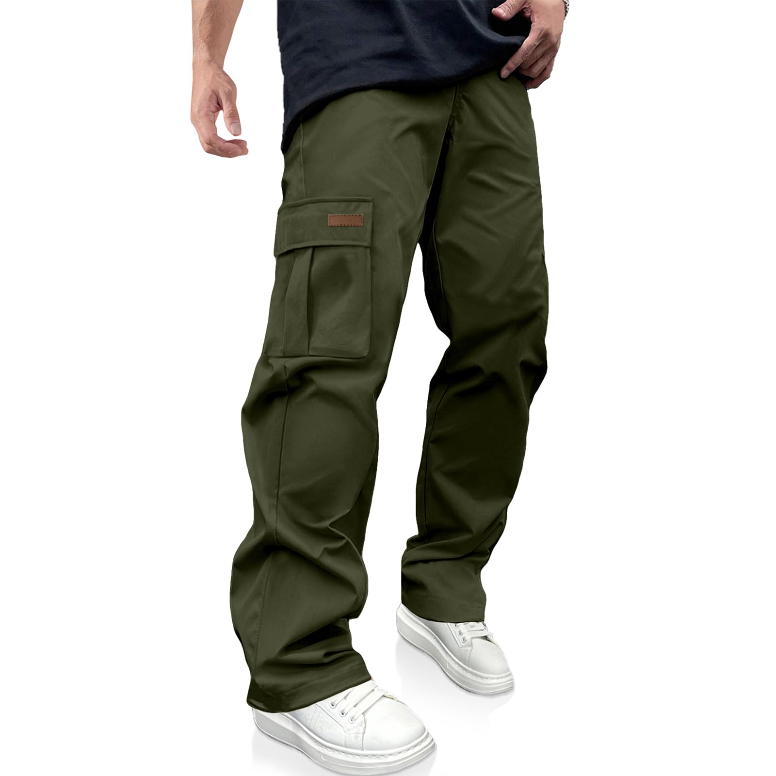 PLEPAN Men's Casual Cargo Pants Drawstring Hiking