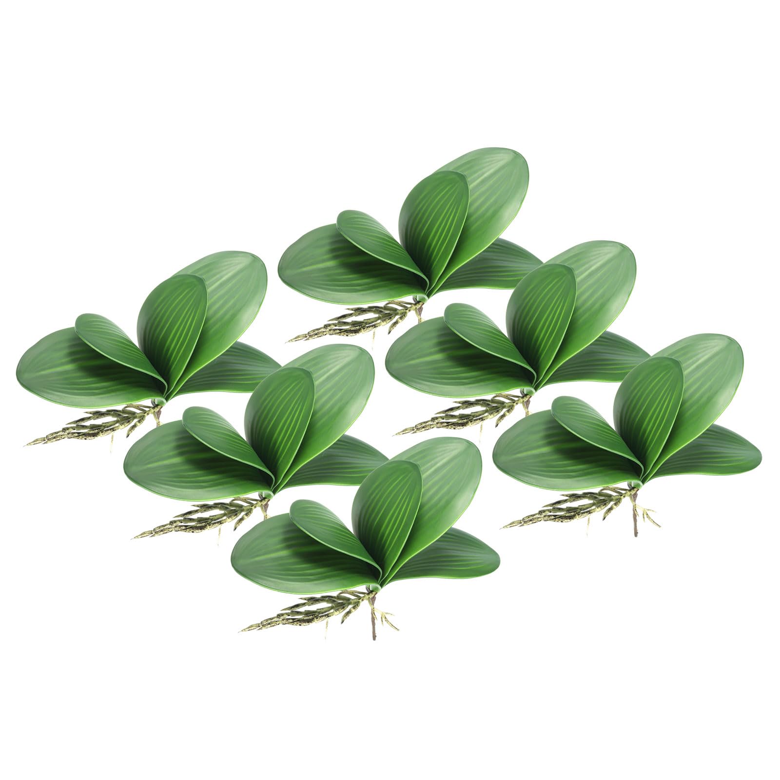 PATIKIL Faux Orchid Leaves 5.7 Inch, 6 Pack Small Artificial Phalaenopsis Foliage Real Latex Touch Green Plant 5 Leaves with Stems for Home Flowers Pot Decor, Green