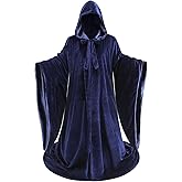 TOONRAIN Velvet Wizard Robe with Satin Wizard Cloak Adult Wizard Costume with Hood for Men and Women