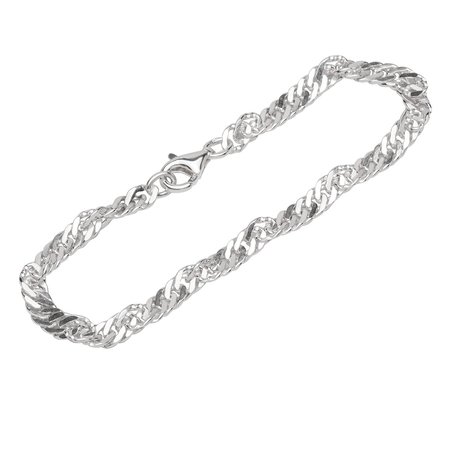 NKlaus bracelet 925 Sterling Silver 19cm double curb chain twisted men arm chain fine 12640