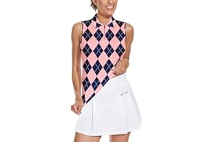 Soneven Women's Sleeveless Golf Top Floral Athletic Golf Wear Moisture Wicking Sleeveless Polo Quick Dry