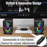 NJSJ Computer Speakers USB Powered 2.0 RGB 3.5mm Aux for Desktop Black view 4
