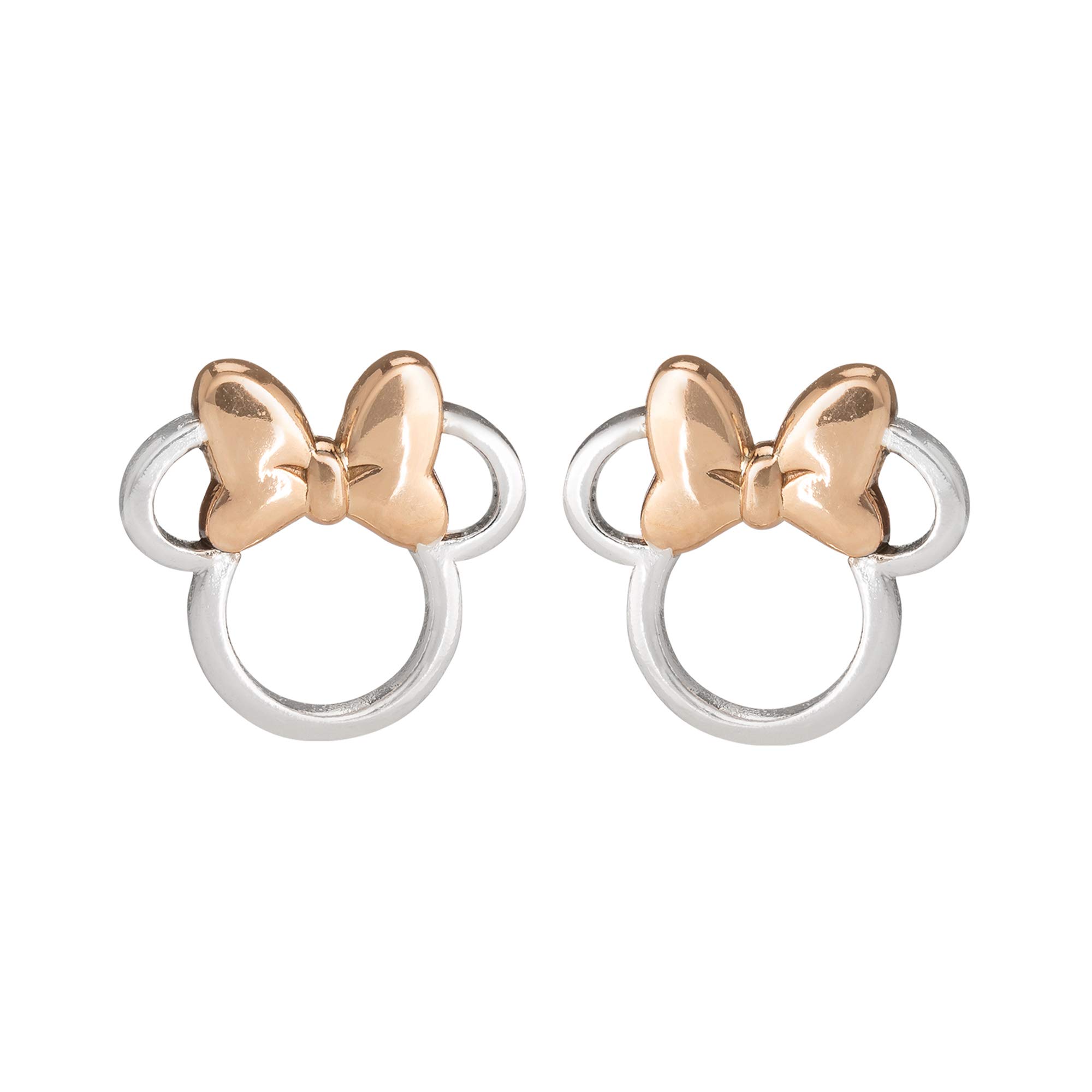 Minnie Mouse Silver and Rose Gold Sterling Silver Earrings E901880TL