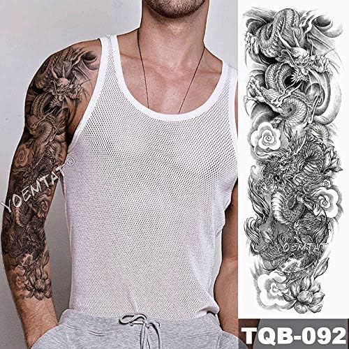 Handaxian 3pcsBig arm sleeve tattoo lion crown waterproof tattoo sticker wild wolf pattern men full totem tattoo