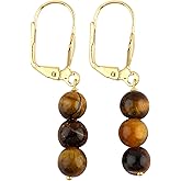 NJCRAFT Beaded Dangle Earrings | Gemstone Energy & Focus Jewelry Natural Classic Bead Drop Earrings for Women |Glossy Round Beads | Lightweight Dangle Earrings for Daily Wear, Party and Gifting