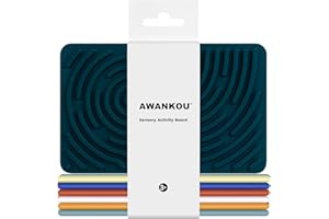 Sensory Activity Board, AWANKOU Silicone Fidget Toy for Stress Relief, Anxiety, ADHD & Calming Autism Sensory Products | Double-Sided | Silent, No Mess | Includes 12 Strings | Kids 3+ & Adults (GREEN)