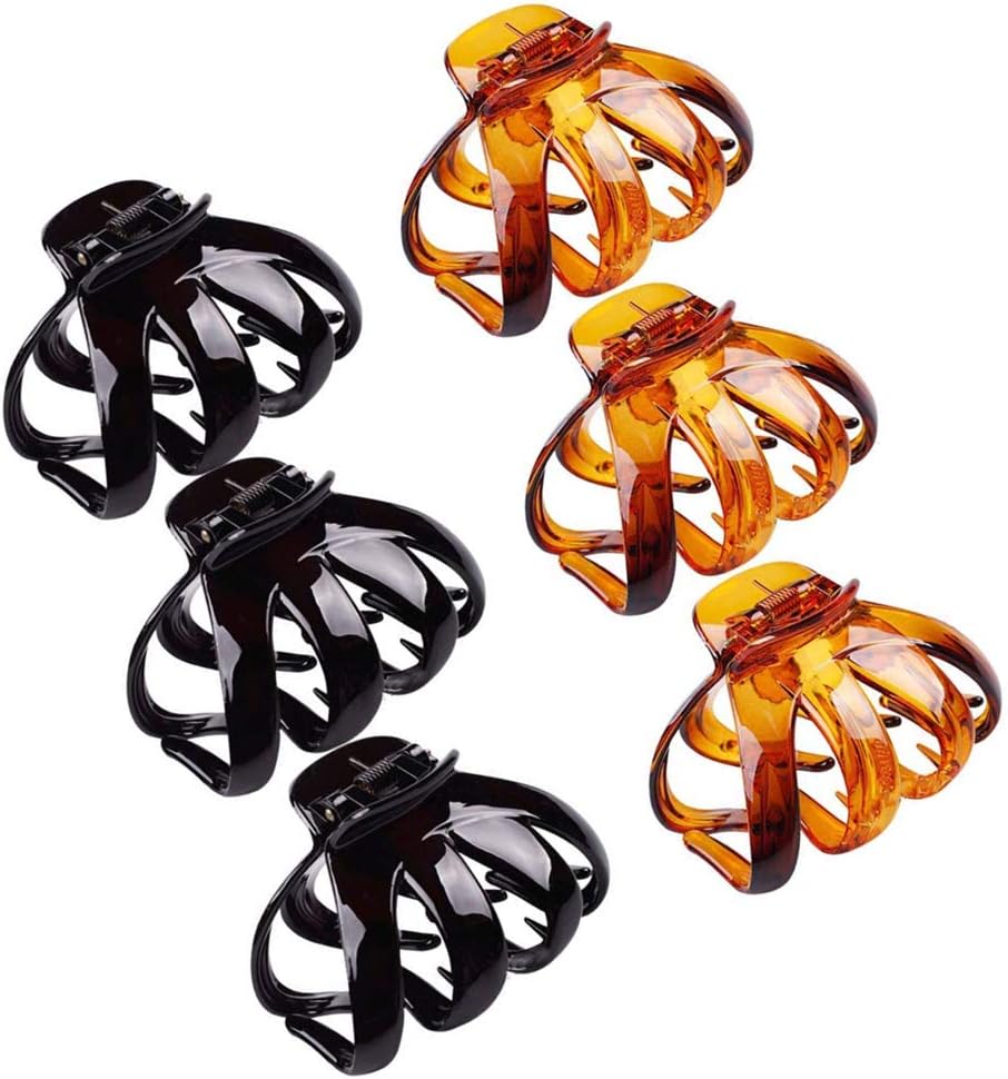6 Pcs Large Hair Claws Clips Non-slip Octopus Hair Grip Claws Clip with Grip Barrettes Headpieces for Women Girls Thick Hair