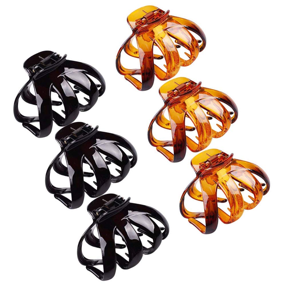 6 Pcs Large Hair Claws Clips Non-slip Octopus Hair Grip Claws Clip with Grip Barrettes Headpieces for Women Girls Thick Hair