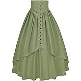 itsjake Women Victorian Skirt Medieval Renaissance Peasant Skirt Floor High Waisted Fluttering Long Skirt