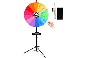 GADFISH 24-inch Spinning Prize Wheel, Ajustable 37"-65" Height Prize Wheel Spinner with Stand, Storable Spin Doodle Game Spin
