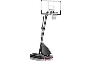 FREEYARE Basketball Hoop Outdoor, 4.9-10 ft Adjustable Height, Weather-Resistant Heavy Base and 45 Inch Shatterproof Backboard, Portable Basketball Hoop Goal System for Kids Teens and Adults