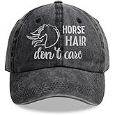 Tacoesha Horse Hair Don't Care Hat, Adjustable Embroidered Distressed Cotton Horses Baseball Cap Gifts for Girls Women