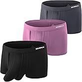 ZONBAILON Men's Dual Pouch Underwear Short Leg Bulge Boxer Briefs Separated Pouch Modal Trunks