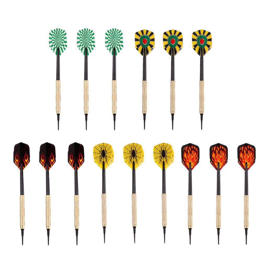 POFET 15pcs Darts Set Soft Tip Darts with Dart Flights Tip Points for Electronic Dartboard Home Bar Party Use