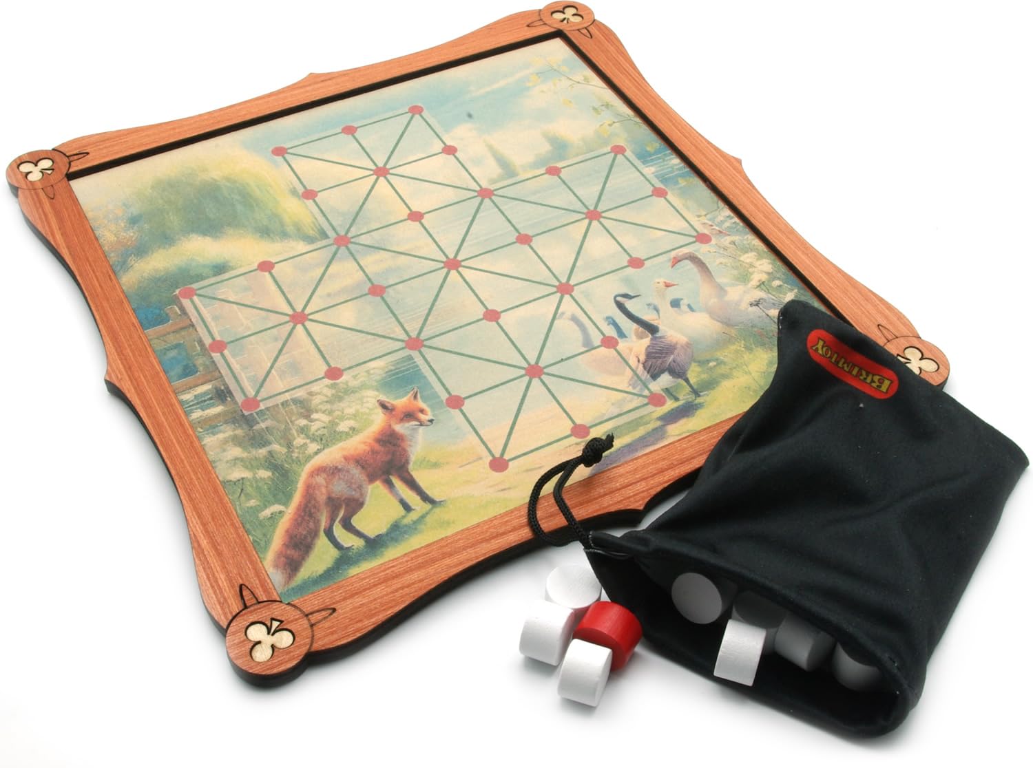 Brimtoy Fox & Geese Traditional Wooden Board Game for 2 Players - Medieval Game - Ages 8+ - Family Entertainment